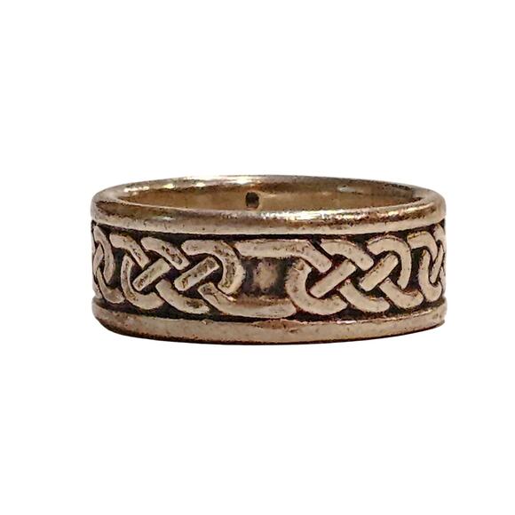 Men's Sterling Silver Celtic Knot Wedding Band Ring - Picture 2 of 3